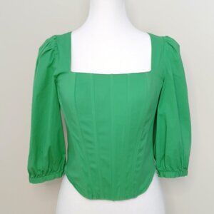 Jason Wu Green Corset/Bustier Puff Sleeve Renaissance Blouse Size Small